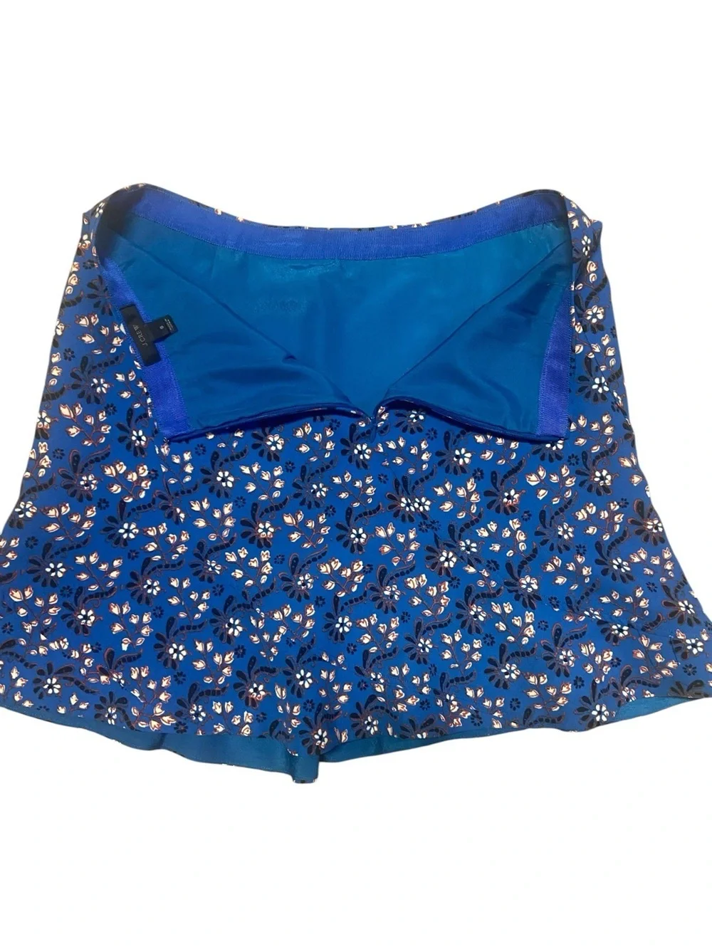 J.Crew Fluter Skirt Size 8 Bright Blue Floral Y2K Spring Lined Flirty Casual